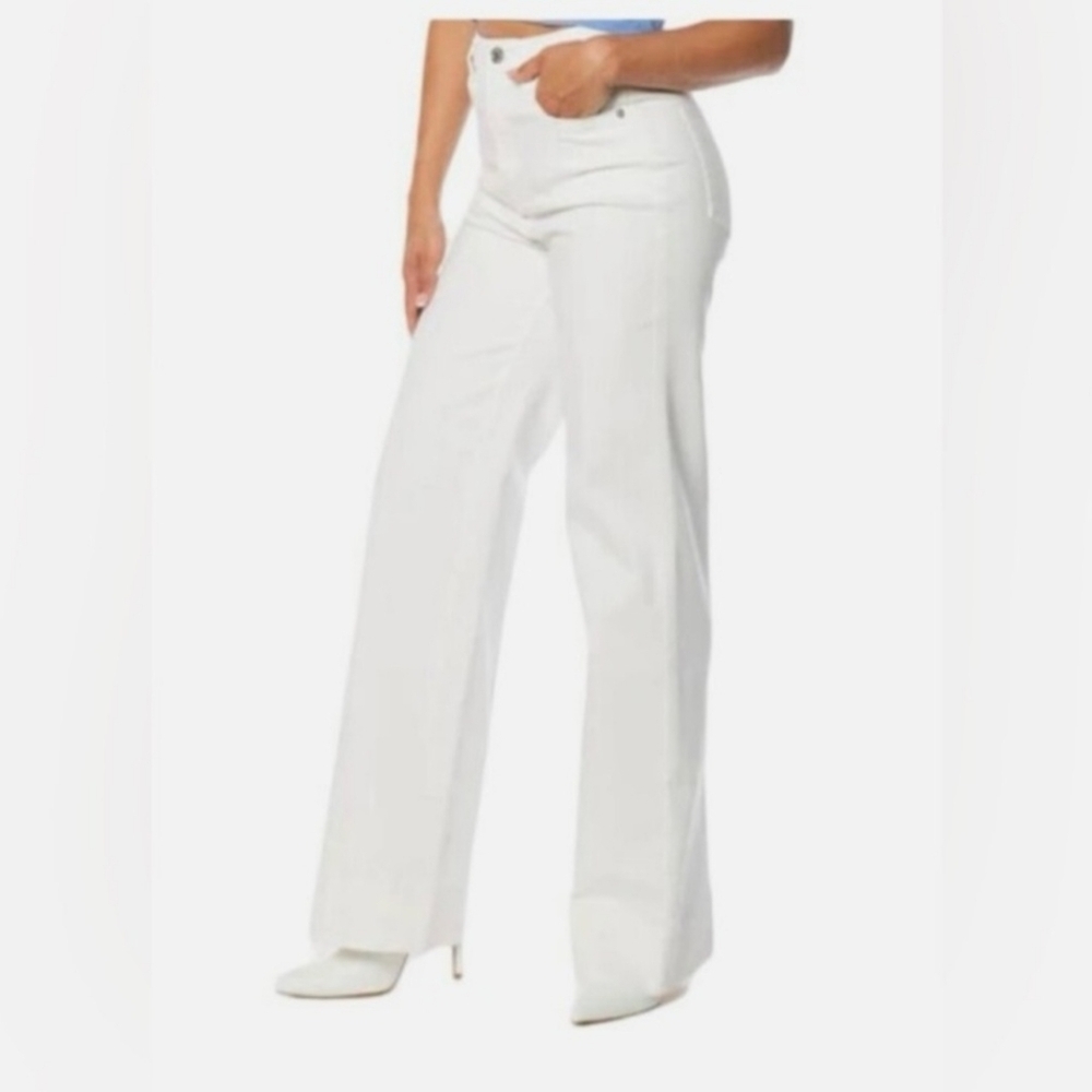 Juicy Couture" Lunita" Y2K Wide Leg High Rise Jeans in White. Size 24 NEW! - Picture 2 of 9